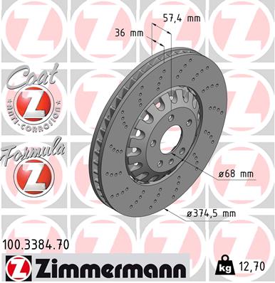 Гальмівний диск   100.3384.70   ZIMMERMANN