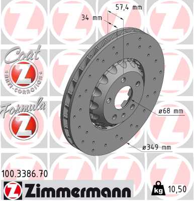 Тормозной диск   100.3386.70   ZIMMERMANN