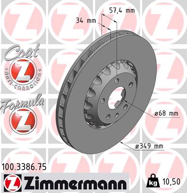 Тормозной диск   100.3386.75   ZIMMERMANN