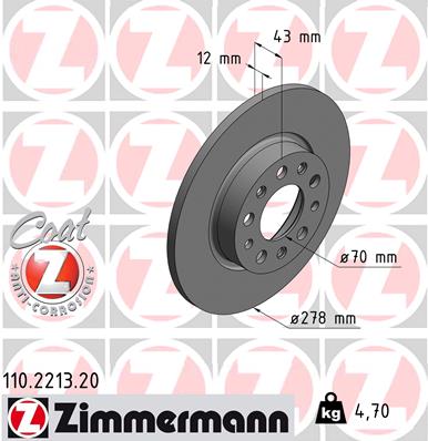 Гальмівний диск   110.2213.20   ZIMMERMANN