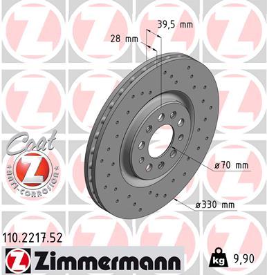 Гальмівний диск   110.2217.52   ZIMMERMANN