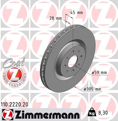 Тормозной диск   110.2220.20   ZIMMERMANN