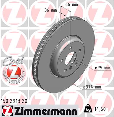 Гальмівний диск   150.2913.20   ZIMMERMANN