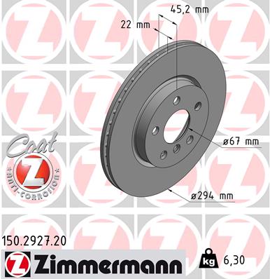 Тормозной диск   150.2927.20   ZIMMERMANN