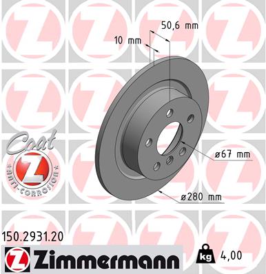 Гальмівний диск   150.2931.20   ZIMMERMANN