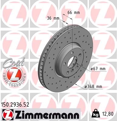 Гальмівний диск   150.2936.52   ZIMMERMANN