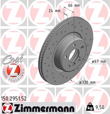 Тормозной диск   150.2951.52   ZIMMERMANN