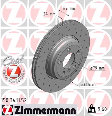 Гальмівний диск   150.3411.52   ZIMMERMANN