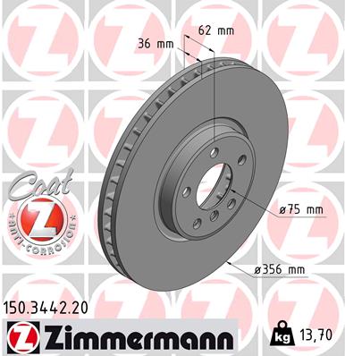 Гальмівний диск   150.3442.20   ZIMMERMANN