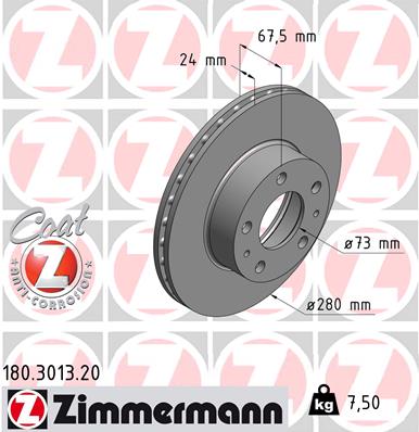 Тормозной диск   180.3013.20   ZIMMERMANN