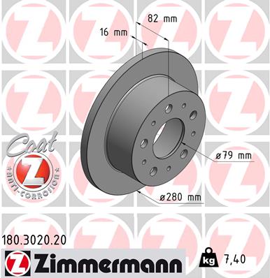 Гальмівний диск   180.3020.20   ZIMMERMANN