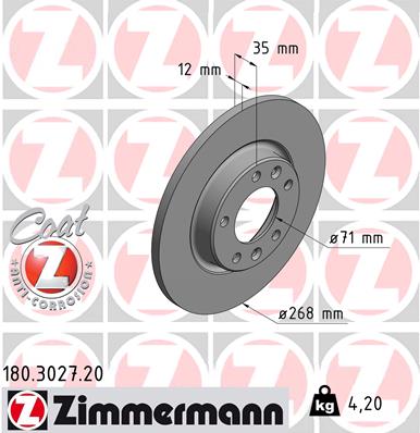 Гальмівний диск   180.3027.20   ZIMMERMANN