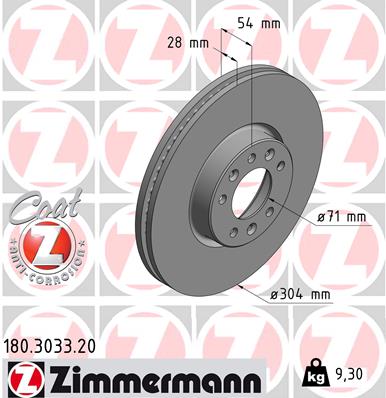 Тормозной диск   180.3033.20   ZIMMERMANN