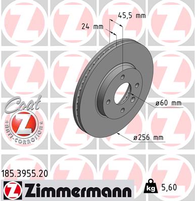 Тормозной диск   185.3955.20   ZIMMERMANN