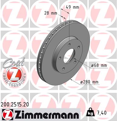 Гальмівний диск   200.2515.20   ZIMMERMANN