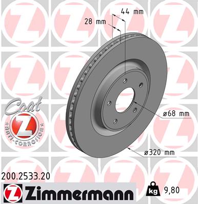 Гальмівний диск   200.2533.20   ZIMMERMANN