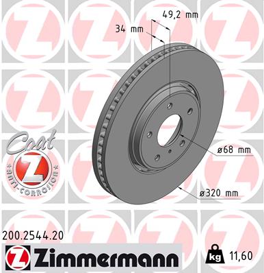 Тормозной диск   200.2544.20   ZIMMERMANN