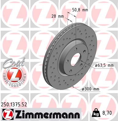 Гальмівний диск   250.1375.52   ZIMMERMANN