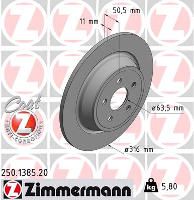 Тормозной диск   250.1385.20   ZIMMERMANN