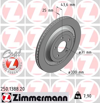 Тормозной диск   250.1388.20   ZIMMERMANN