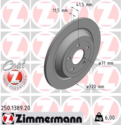 Гальмівний диск   250.1389.20   ZIMMERMANN