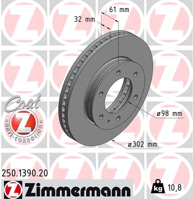 Гальмівний диск   250.1390.20   ZIMMERMANN