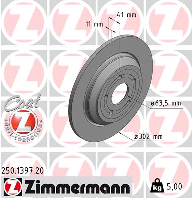 Гальмівний диск   250.1397.20   ZIMMERMANN