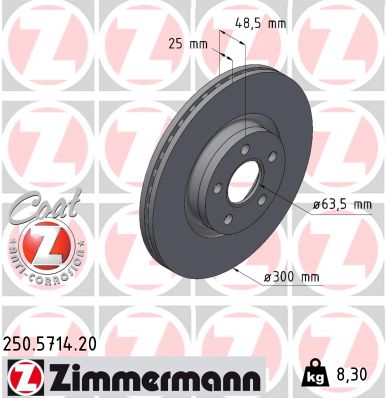 Тормозной диск   250.5714.20   ZIMMERMANN