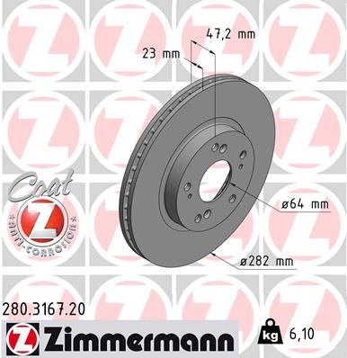 Тормозной диск   280.3167.20   ZIMMERMANN