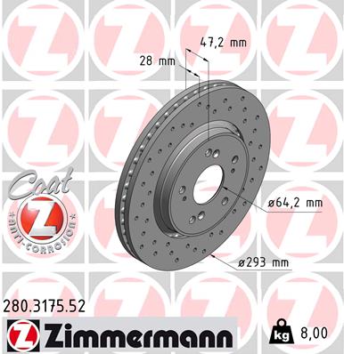 Тормозной диск   280.3175.52   ZIMMERMANN