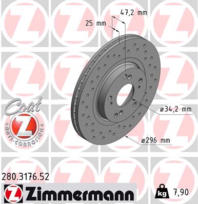 Тормозной диск   280.3176.52   ZIMMERMANN