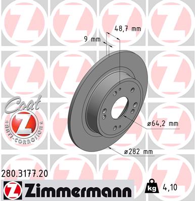 Тормозной диск   280.3177.20   ZIMMERMANN