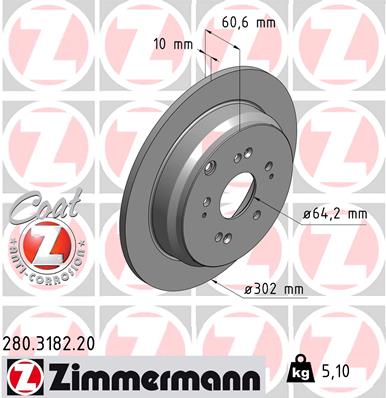 Тормозной диск   280.3182.20   ZIMMERMANN