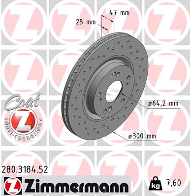 Тормозной диск   280.3184.52   ZIMMERMANN