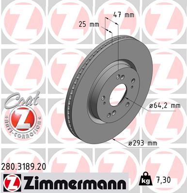 Тормозной диск   280.3189.20   ZIMMERMANN