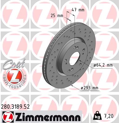 Тормозной диск   280.3189.52   ZIMMERMANN