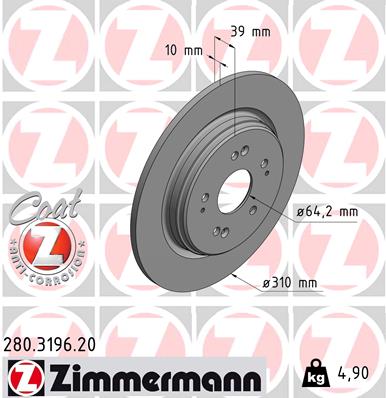 Гальмівний диск   280.3196.20   ZIMMERMANN