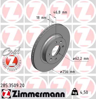 Тормозной диск   285.3509.20   ZIMMERMANN