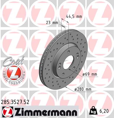 Тормозной диск   285.3527.52   ZIMMERMANN