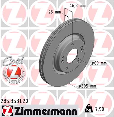 Тормозной диск   285.3531.20   ZIMMERMANN