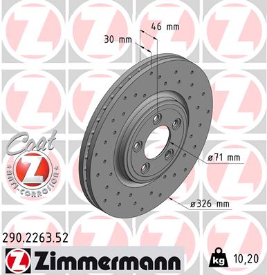 Гальмівний диск   290.2263.52   ZIMMERMANN