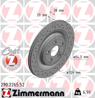 Тормозной диск   290.2265.52   ZIMMERMANN