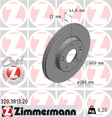 Тормозной диск   320.3813.20   ZIMMERMANN