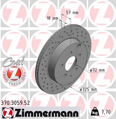 Гальмівний диск   370.3059.52   ZIMMERMANN