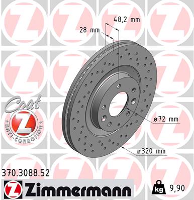 Гальмівний диск   370.3088.52   ZIMMERMANN