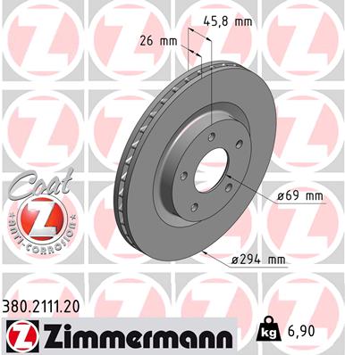 Гальмівний диск   380.2111.20   ZIMMERMANN