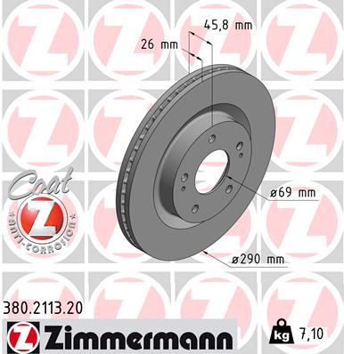 Тормозной диск   380.2113.20   ZIMMERMANN