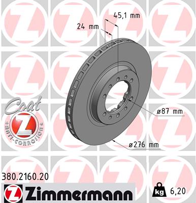 Тормозной диск   380.2160.20   ZIMMERMANN