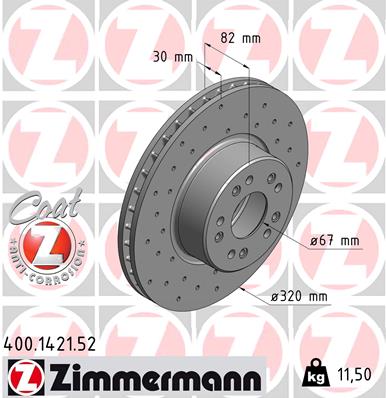 Тормозной диск   400.1421.52   ZIMMERMANN