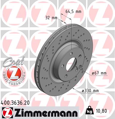 Тормозной диск   400.3636.20   ZIMMERMANN